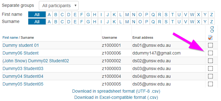 Moodle Activity Completion tracking shows at a glance what students have completed the required items.